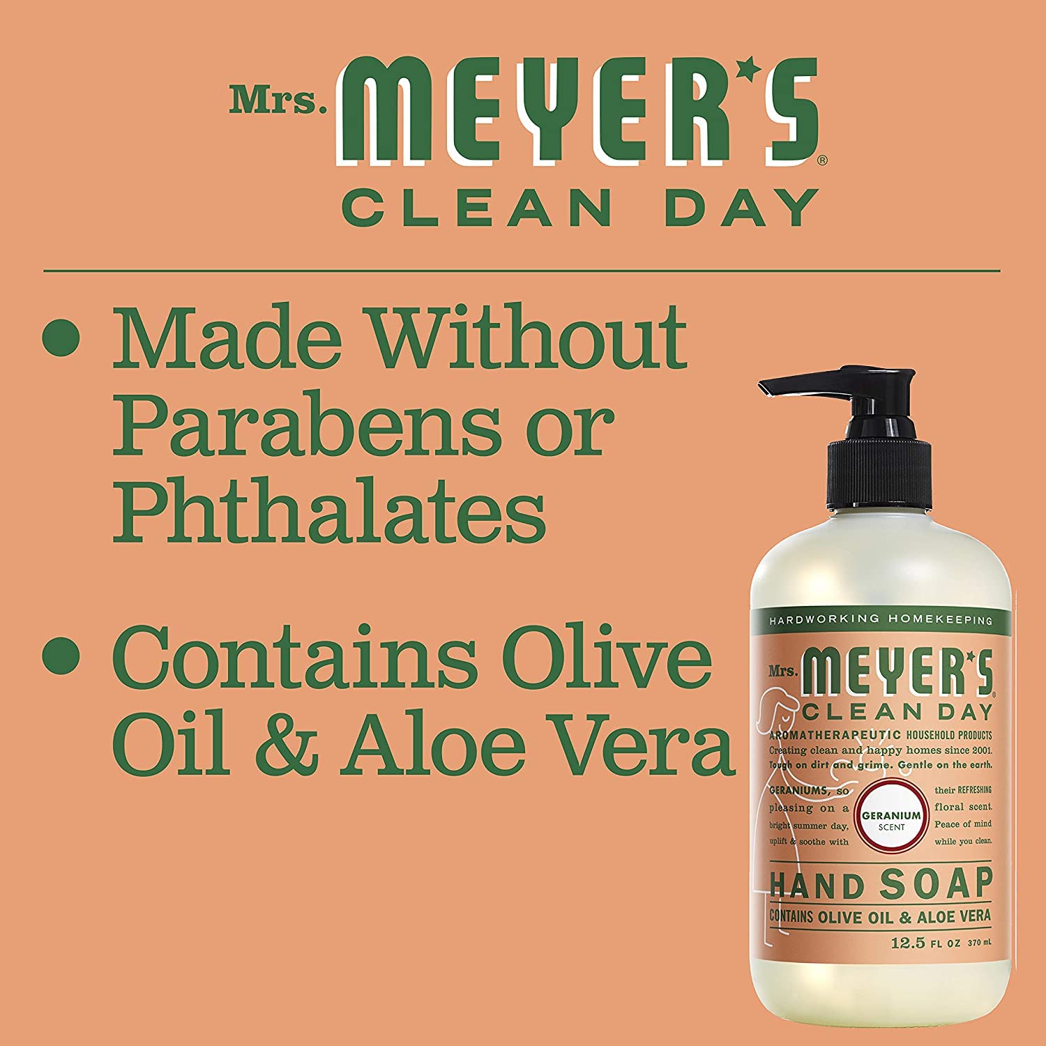 MRS. MEYER'S CLEAN DAY Liquid Hand Soap Refill, Cruelty Free and Biodegradable Formula, Lemon Verbena Scent, 33 oz