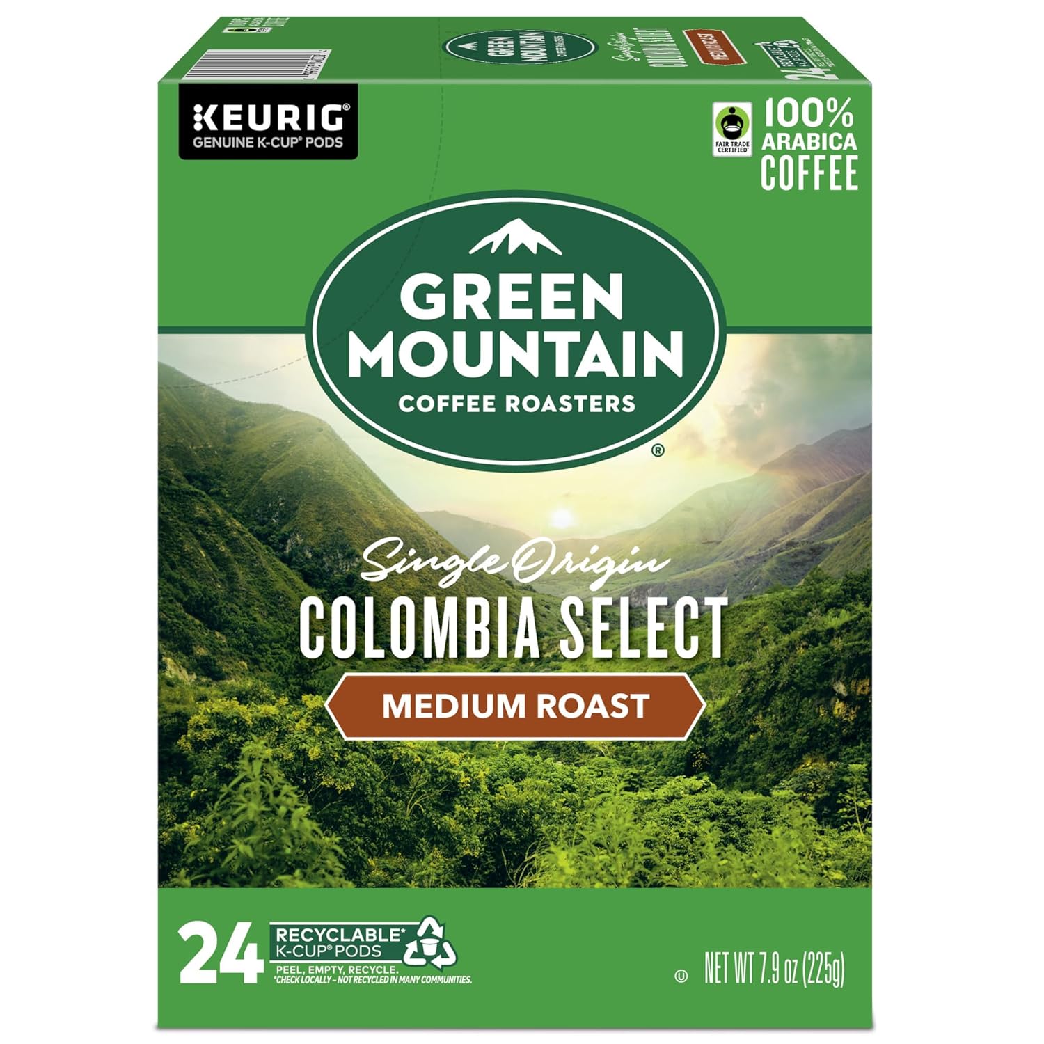 Green Mountain Coffee Roasters Half Caff Keurig Single-Serve K-Cup pods, Medium Roast Coffee, 72 Count (6 Packs of 12)