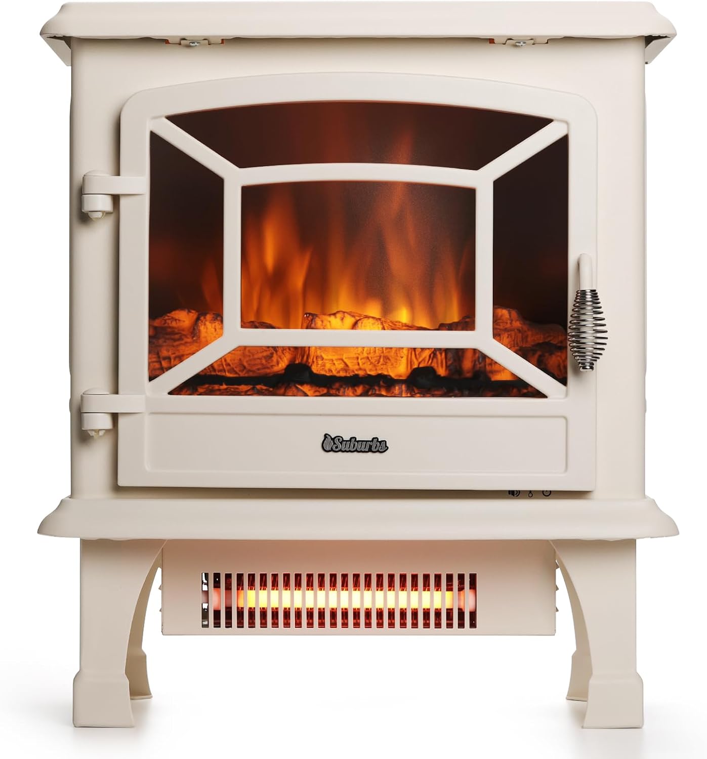 TURBRO Suburbs TS17 Compact Electric Fireplace Stove, 18” Freestanding Stove Heater with Realistic Flame - CSA Certified - Overheating Safety Protection - for Small Spaces - 1400W