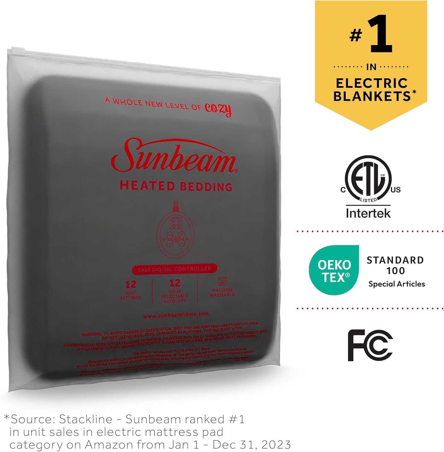 Sunbeam Royal Ultra Rodeen Blue Plaid Heated Personal Throw / Blanket, Cozy-Warm, Adjustable Heat Settings