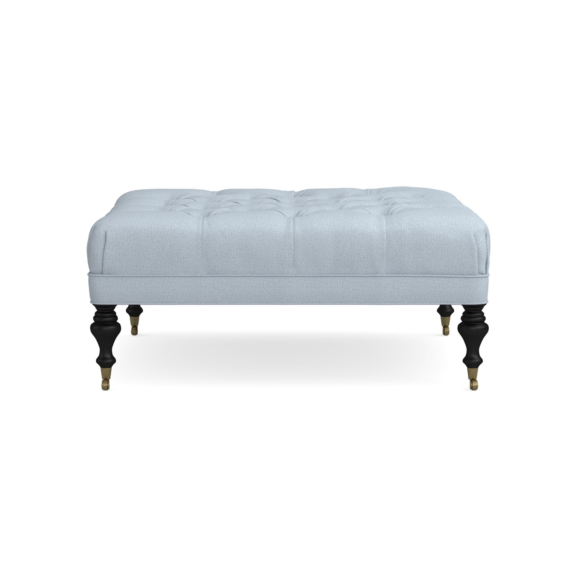 Fairfax Square Ottoman, Turned Leg with Tufted Top (26