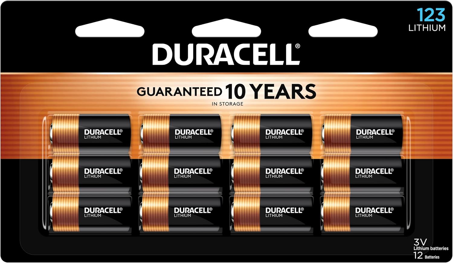 Duracell CR123A 3V Lithium Battery, 6 Count Pack, 123 3 Volt High Power Lithium Battery, Long-Lasting for Home Safety and Security Devices, High-Intensity Flashlights, and Home Automation