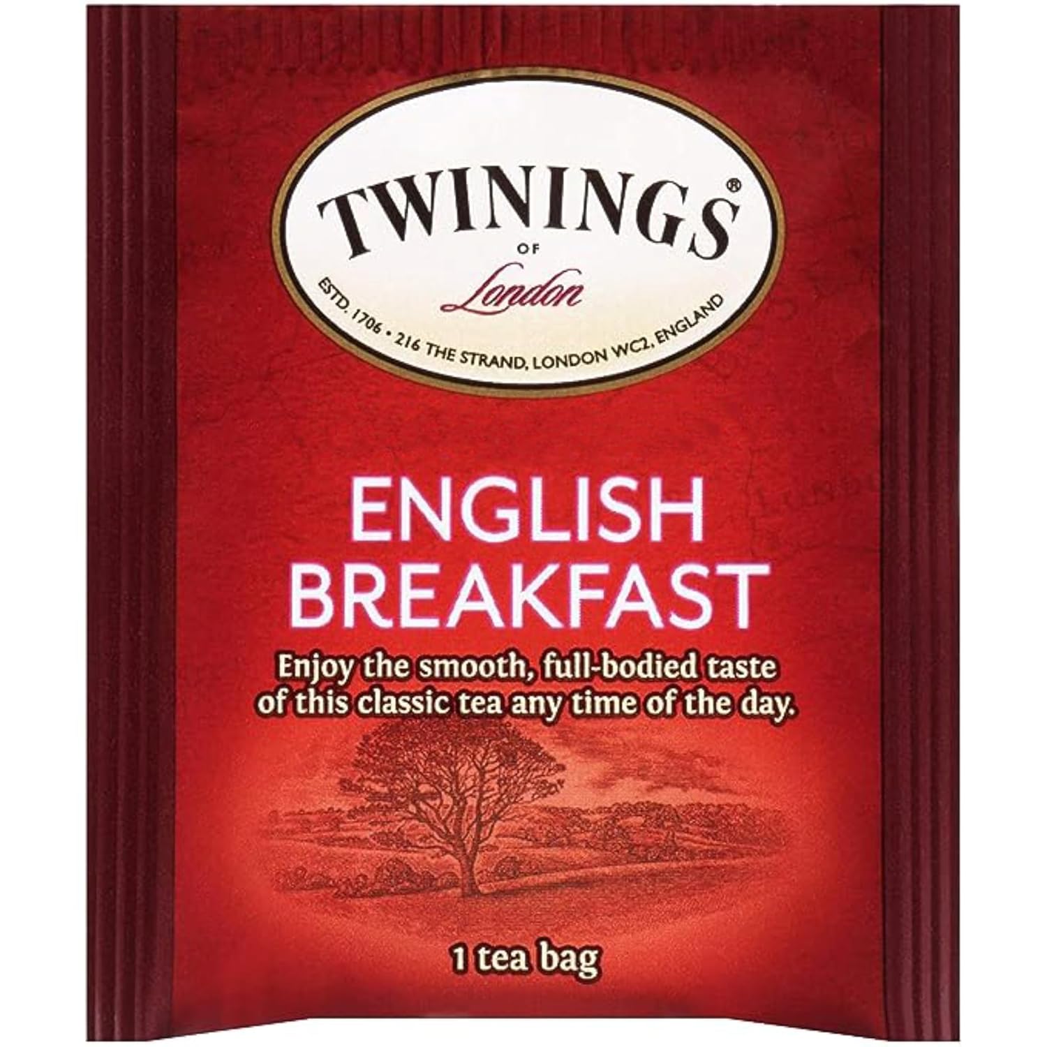 Twinings English Breakfast Black Tea Individually Wrapped Bags, 100 Count (Pack of 1), Smooth, Flavourful, and Robust, Caffeinated, Enjoy Hot or Iced | Packaging May Vary