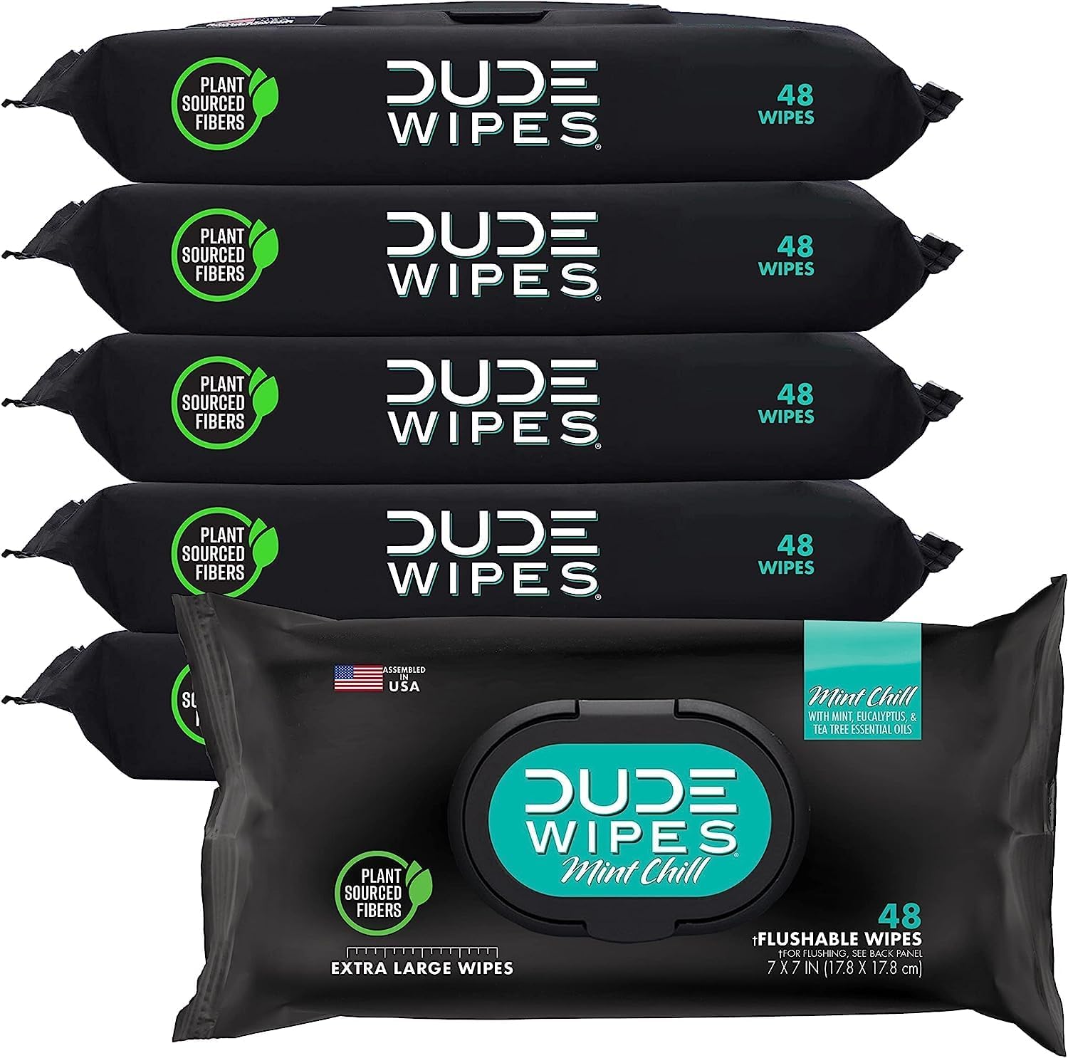 DUDE Wipes - Flushable Wipes - 144 Wipes - Unscented Extra-Large Adult Wet Wipes - Vitamin-E & Aloe for at-Home Use - Septic and Sewer Safe, 48 Count (Pack of 3)