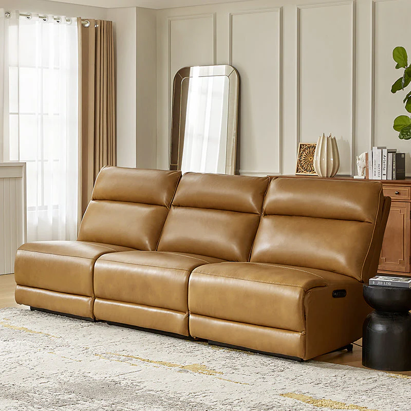 Raphael Genuine Leather Power Reclining Sectional with USB and Type-C