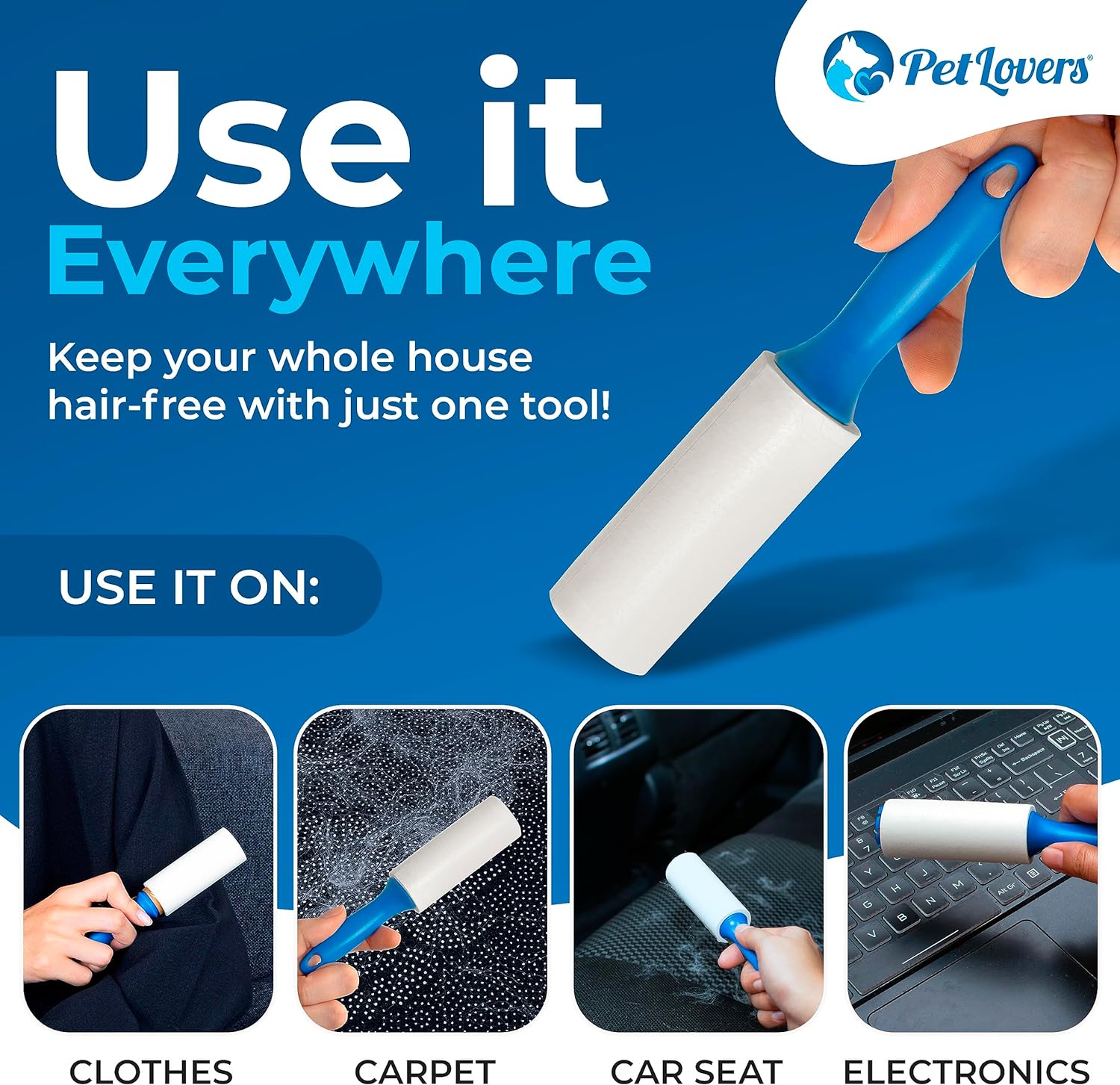 PetLovers Lint Rollers for Pet Hair Extra Sticky 420 Sheets - Lint Remover for Clothes