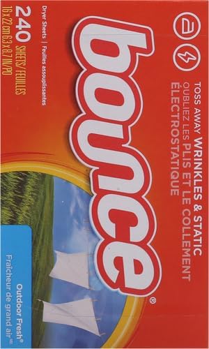 Bounce Dryer Sheets, Outdoor Fresh, 240 Count Laundry Fabric Softener Sheets with Static Control and Wrinkle Fighters