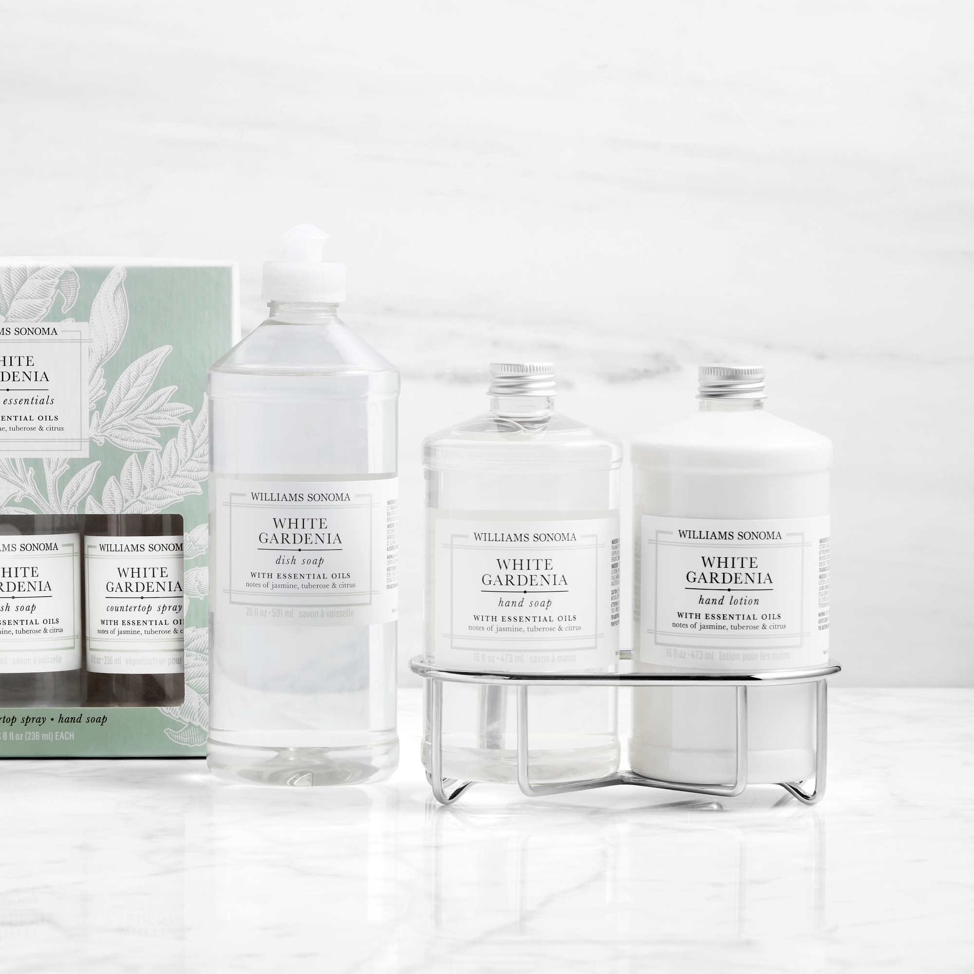 Williams Sonoma White Gardenia Hand Soap & Lotion 3-Piece Set