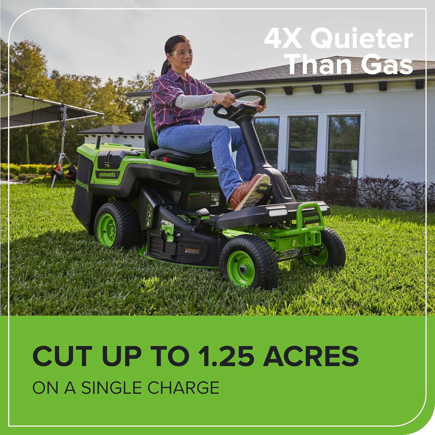 Greenworks 60V 42” Cordless Electric CrossoverZ Zero Turn Riding Mower, (4) 8.0Ah Batteries and (2) Dual Port Turbo Chargers