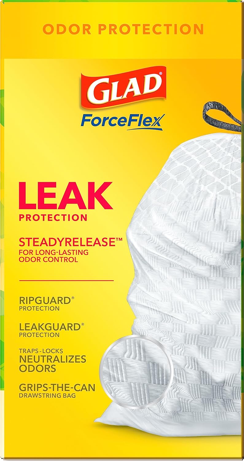 Glad ForceFlex Tall Kitchen Trash Bags, 13 Gal, Gain Original with Febreze, 110 Ct (Pack May Vary)