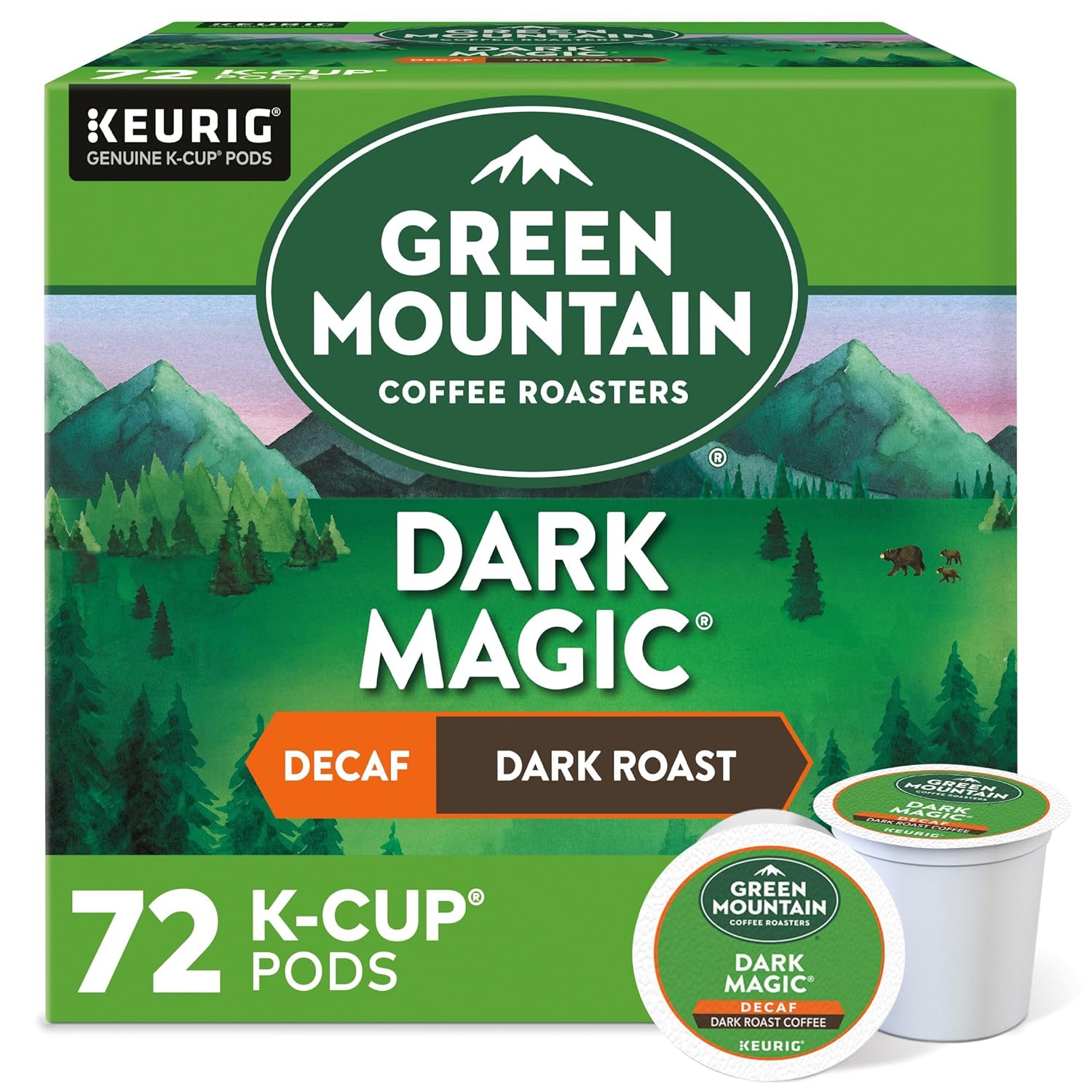 Green Mountain Coffee Roasters Dark Magic Keurig Single-Serve K-Cup Pods, Dark Roast Coffee, 72 Count (6 Packs of 12)