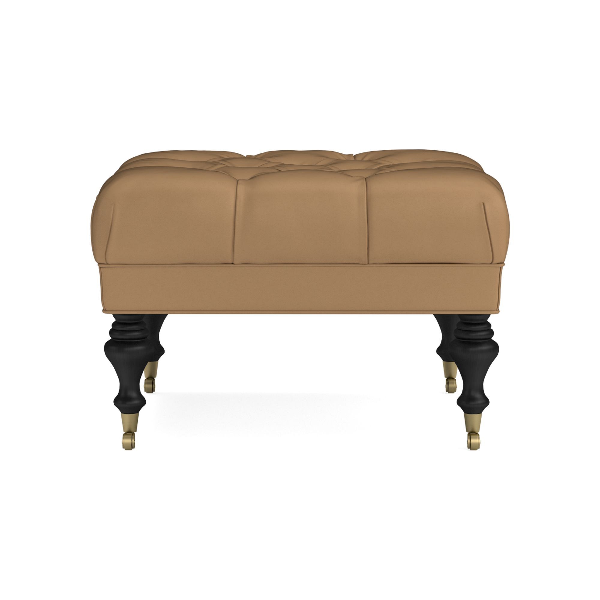 Fairfax Square Ottoman, Turned Leg with Tufted Top (26
