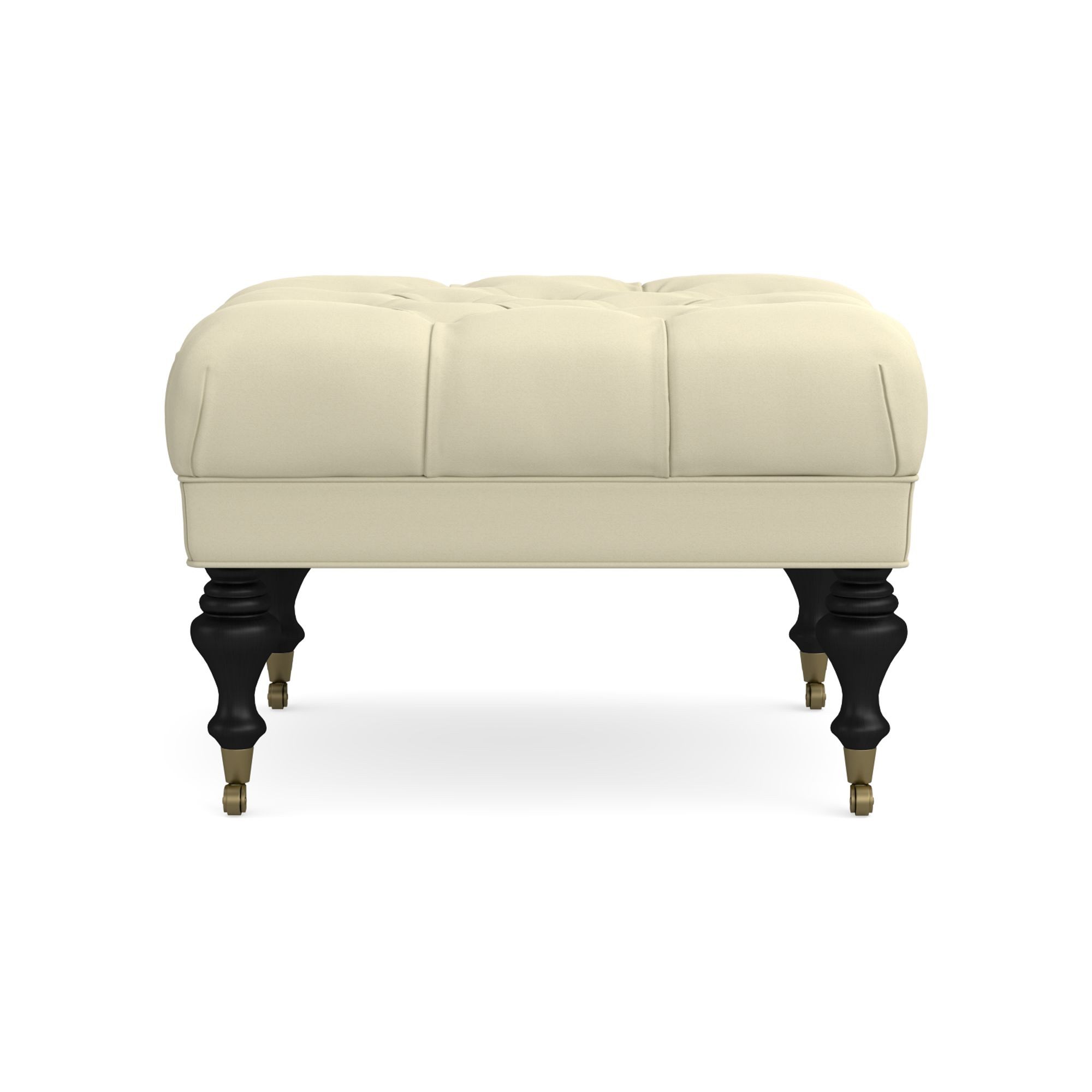 Fairfax Square Ottoman, Turned Leg with Tufted Top (26