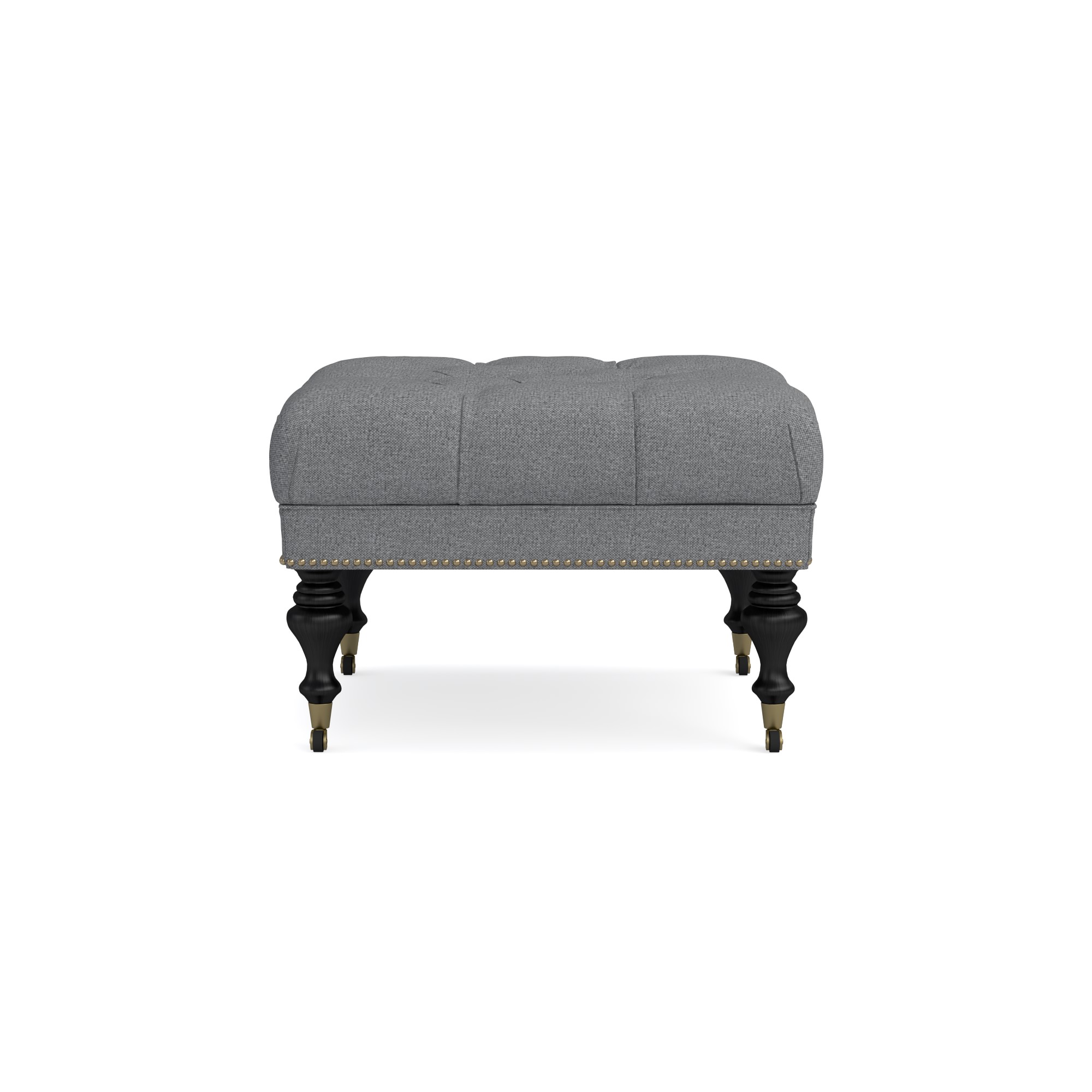 Fairfax Square Ottoman, Turned Leg with Tufted Top (26