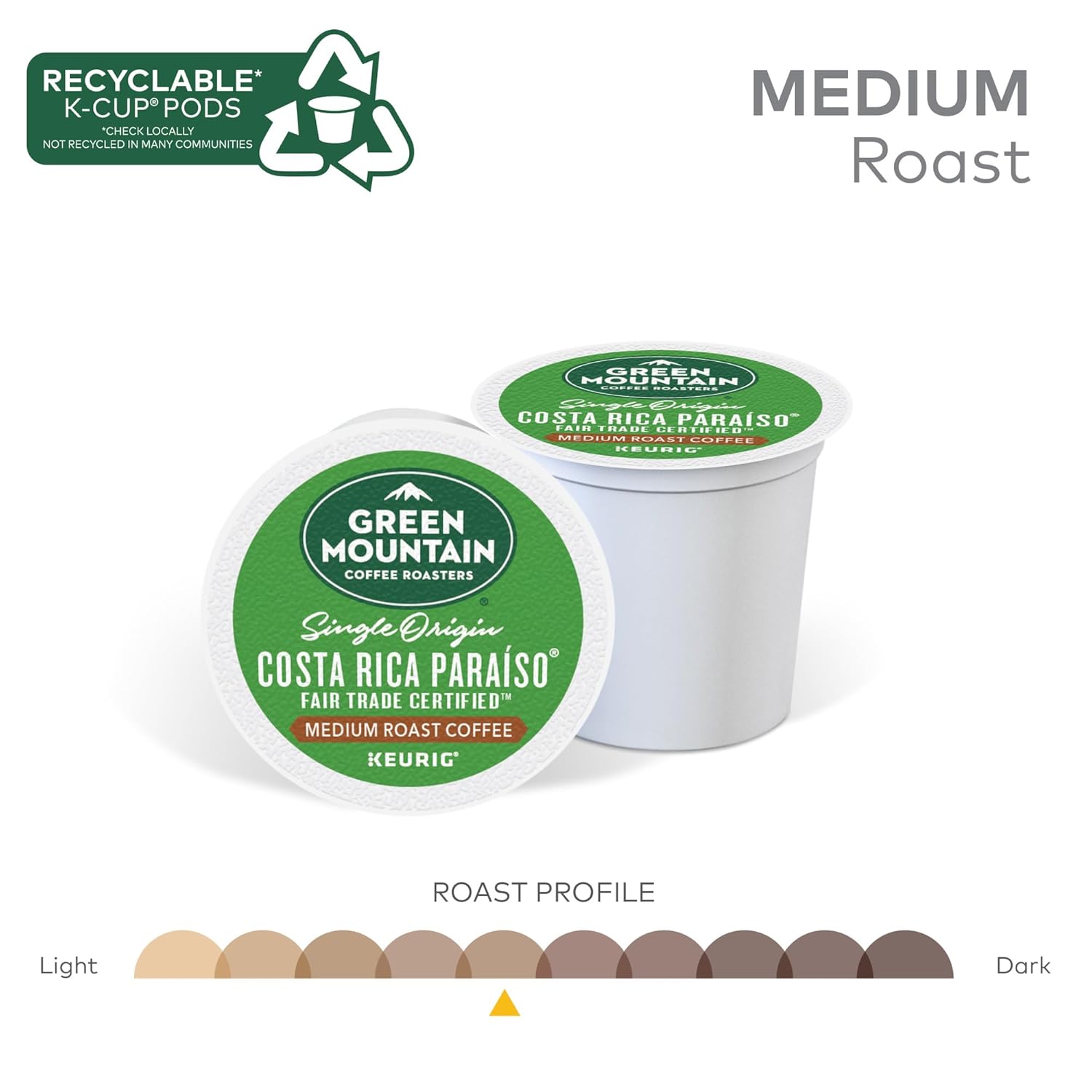 Green Mountain Coffee Roasters Half Caff Keurig Single-Serve K-Cup pods, Medium Roast Coffee, 72 Count (6 Packs of 12)