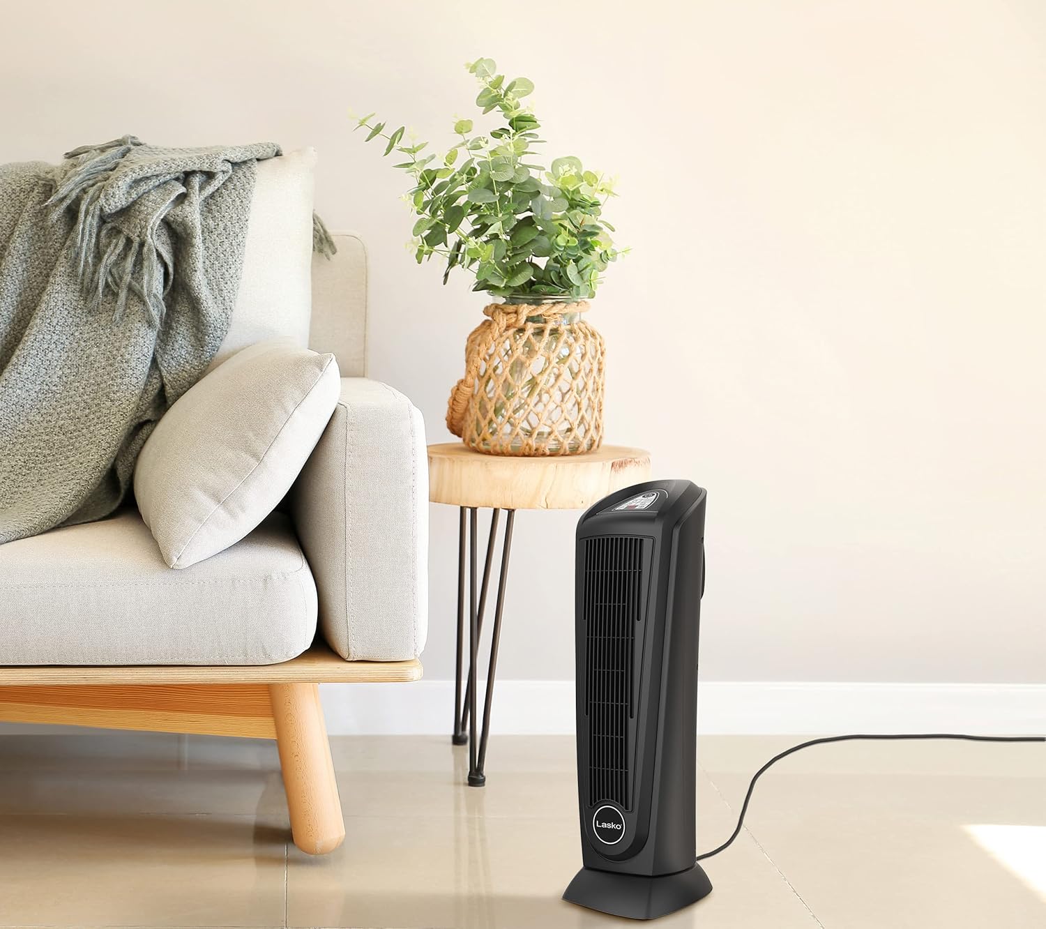 Lasko Oscillating Digital Ceramic Tower Heater for Home with Adjustable Thermostat, Timer and Remote Control, 23 Inches, 1500W, Silver, 755320, 8.5″L x 7.25″W x 23″H, Silver