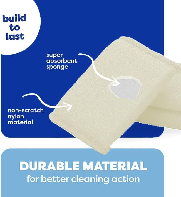 Multi-Purpose Scouring Pad by Scrub-It - Non-Scratch Cleaning Dobie Pads for Pots, Pans, Dishes, Utensils & Non-Stick Cookware - Sponge Scrubbers Use for Kitchen, Bathroom & More - 6 Pack