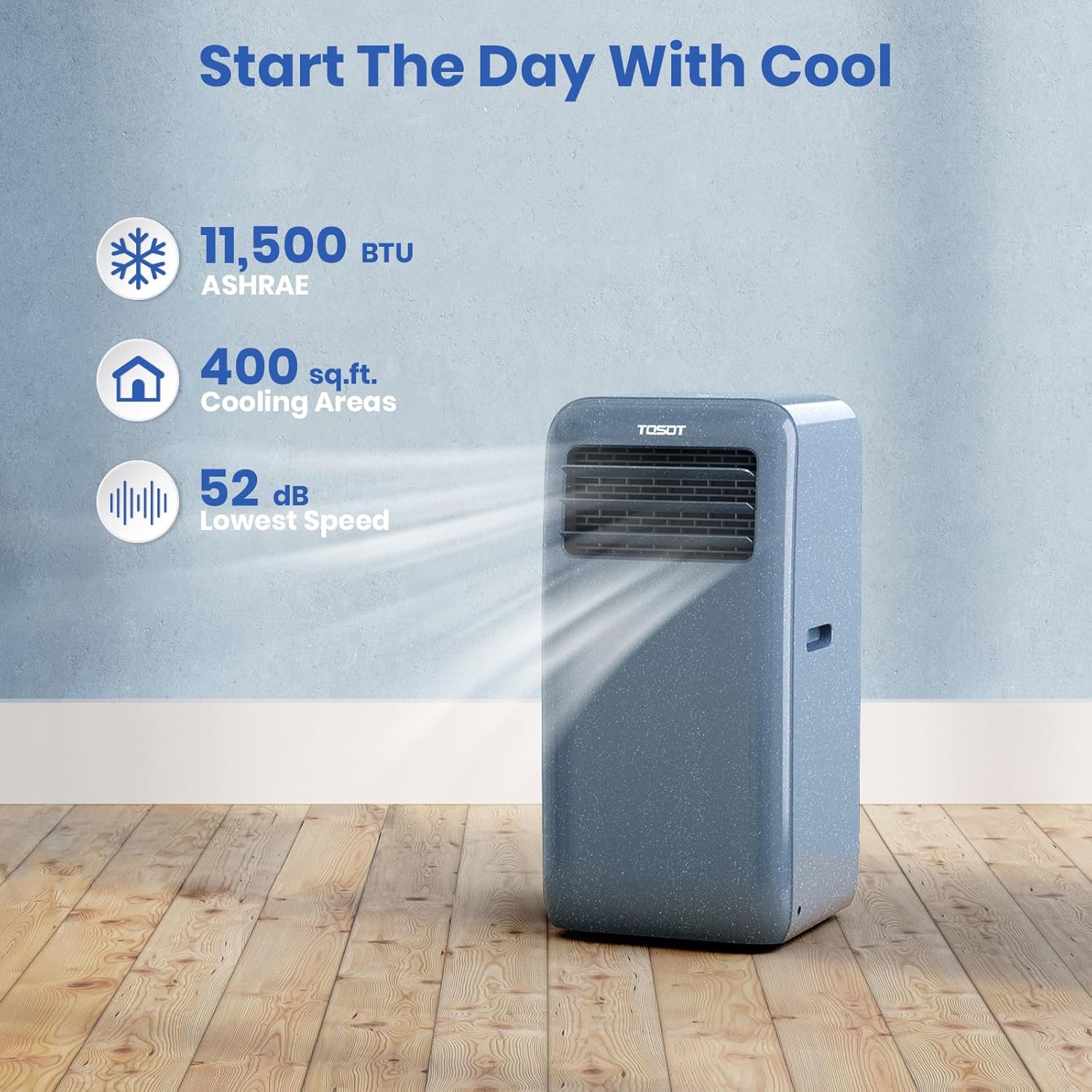 TOSOT 14,000BTU (9,600 BTU SACC) Smart WiFi Portable Air Conditioner with Heater, Powerful Cooling Auto Swing, Dehumidifier, Fan, 24H Timer for Large Room Up to 600 sq ft, AOMI Series