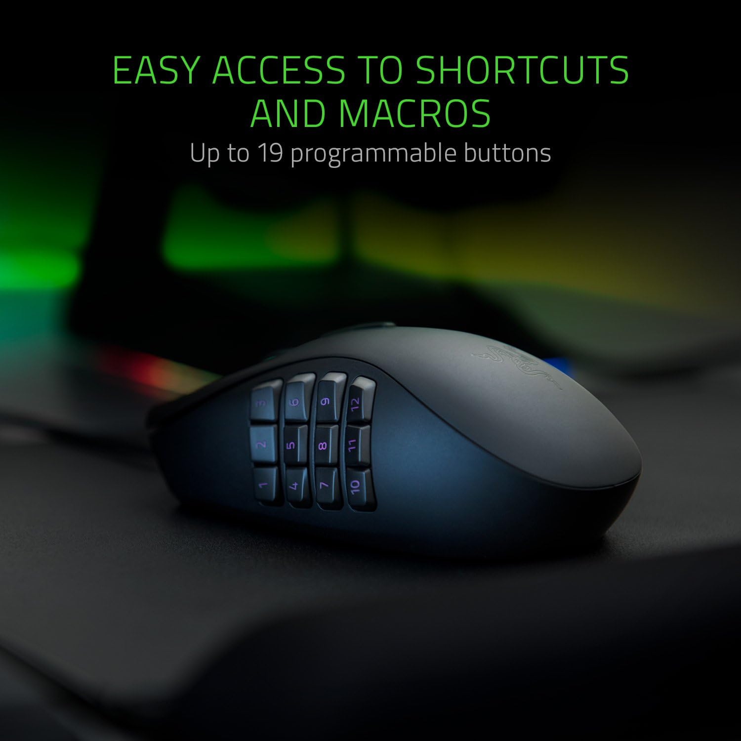 Razer Naga Pro Wireless Gaming Mouse: Interchangeable Side Plate w/ 2, 6, 12 Button Configurations - Focus+ 20K DPI Optical Sensor - Fastest Gaming Mouse Switch - Chroma RGB Lighting