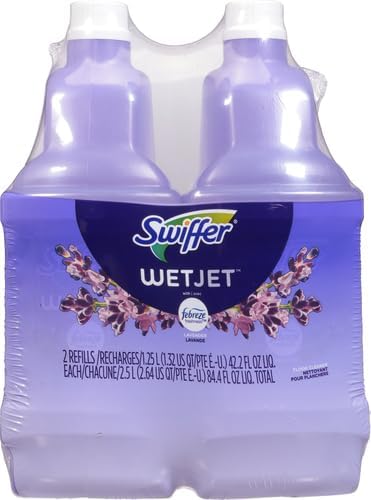 Swiffer WetJet Multi-Purpose Floor Cleaner Solution with Febreze Refill, Lavender Scent, 1.25 Liter -42.2 Fl Oz (Pack of 2)