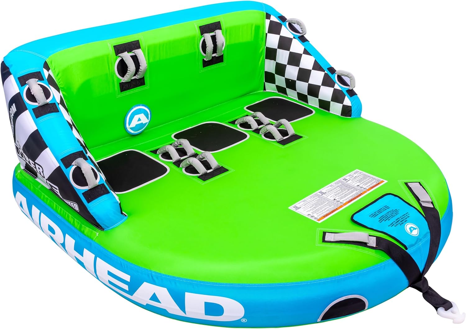 Airhead Mable Inflatable Towable Tube, 1-4 Rider Models, Dual Tow Points, Full Nylon Cover, EVA Foam Pads, Patented Speed Valve, Boat Tubes and Towables