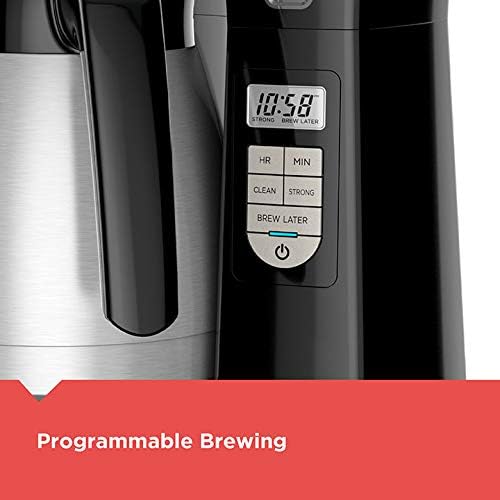 BLACK+DECKER 12 Cup Thermal Programmable Coffee Maker with Brew Strength and VORTEX Technology, Black/Steel