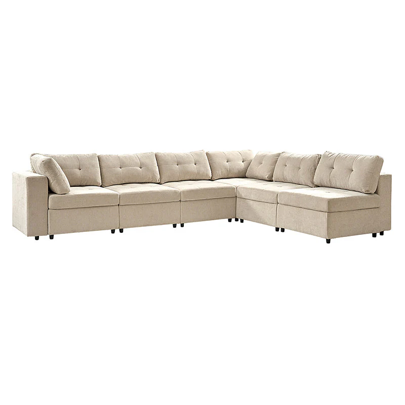 Raquel Sectional Six-Seat Storage Full Armrests Sofa
