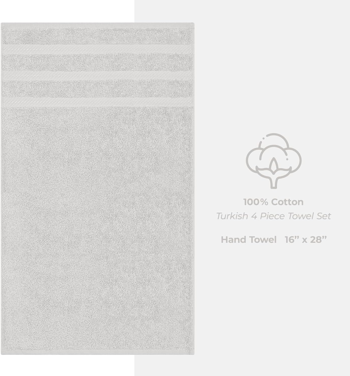 American Soft Linen Luxury 6 Piece Towel Set, 2 Bath Towels 2 Hand Towels 2 Washcloths, 100% Cotton Turkish Towels for Bathroom, Light Grey Towel Sets