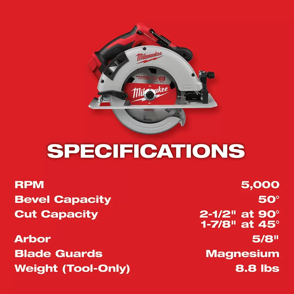 Milwaukee 2631-20 M18 18V 7-1/4-Inch Brushless Circular Saw - Bare Tool
