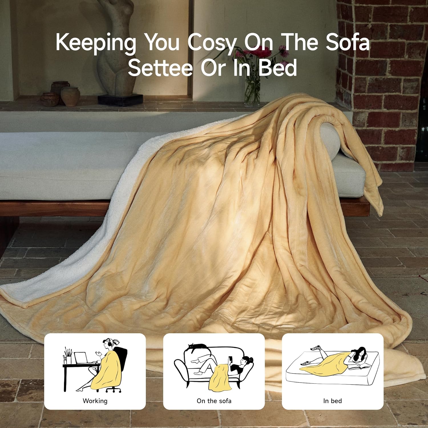 GOTCOZY Heated Blanket Electric Throw 50''X60''- Soft Silky Plush Electric Blanket with 4 Heating Level & 3 Hour Auto Off Heating Blanket, ETL Certified Machine Washable (Rose Dust)