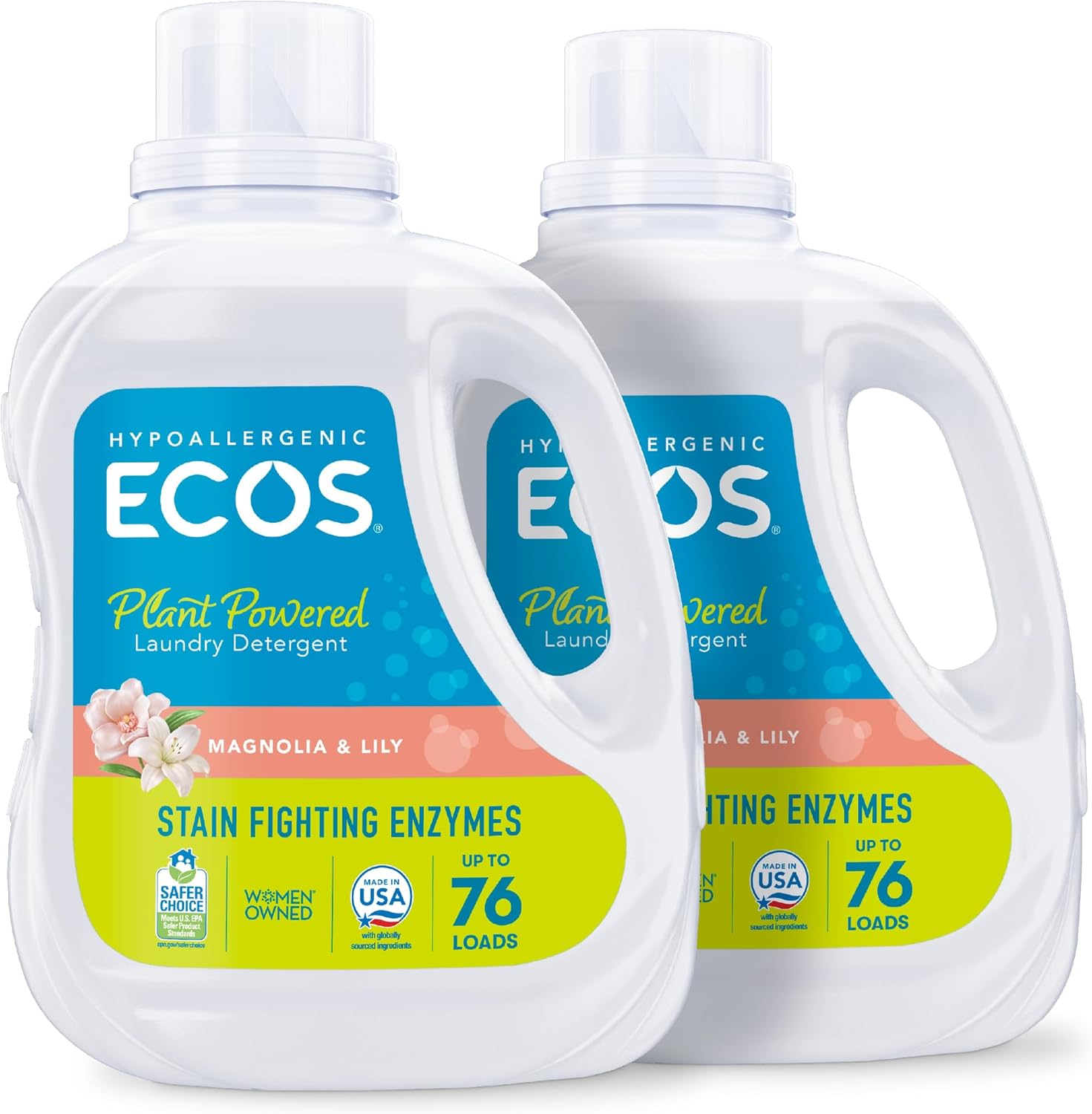 ECOS Laundry Detergent Liquid, 200 Loads - Dermatologist Tested Laundry Soap - Hypoallergenic, EPA Safer Choice Certified, Plant-Powered - Lavender, 100 Fl Oz (Pack of 2)