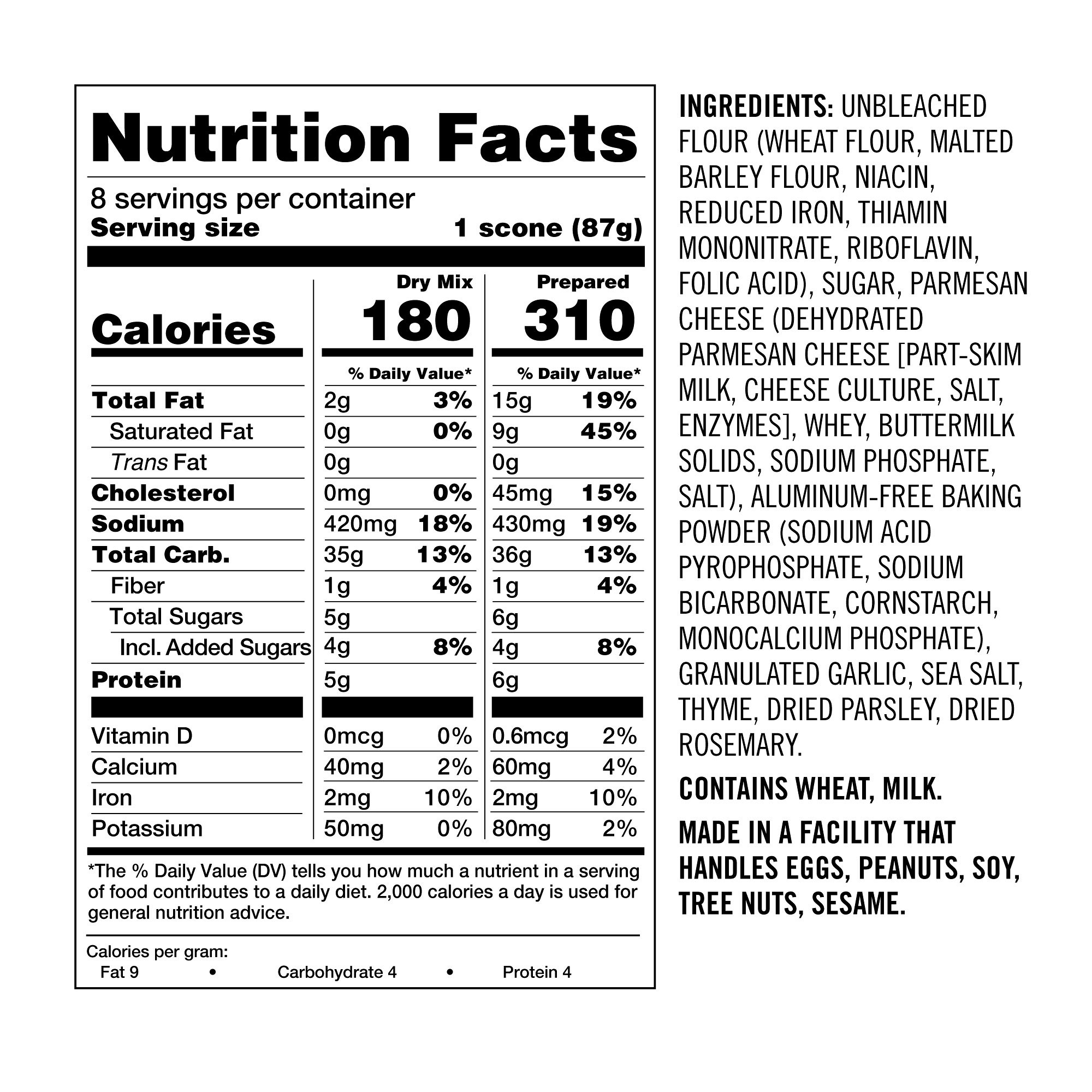 Williams Sonoma Scone Mix, Parmesan Garlic Herb