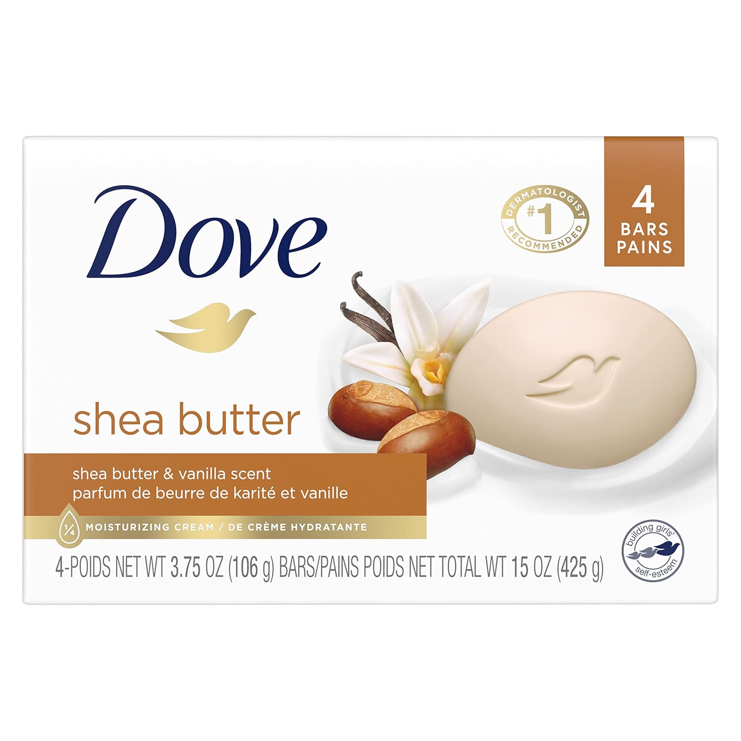 Dove Beauty Bar Gentle Skin Cleanser Shea Butter 8 Bars Moisturizing for Gentle Soft Skin Care More Moisturizing Than Bar Soap 3.75 oz