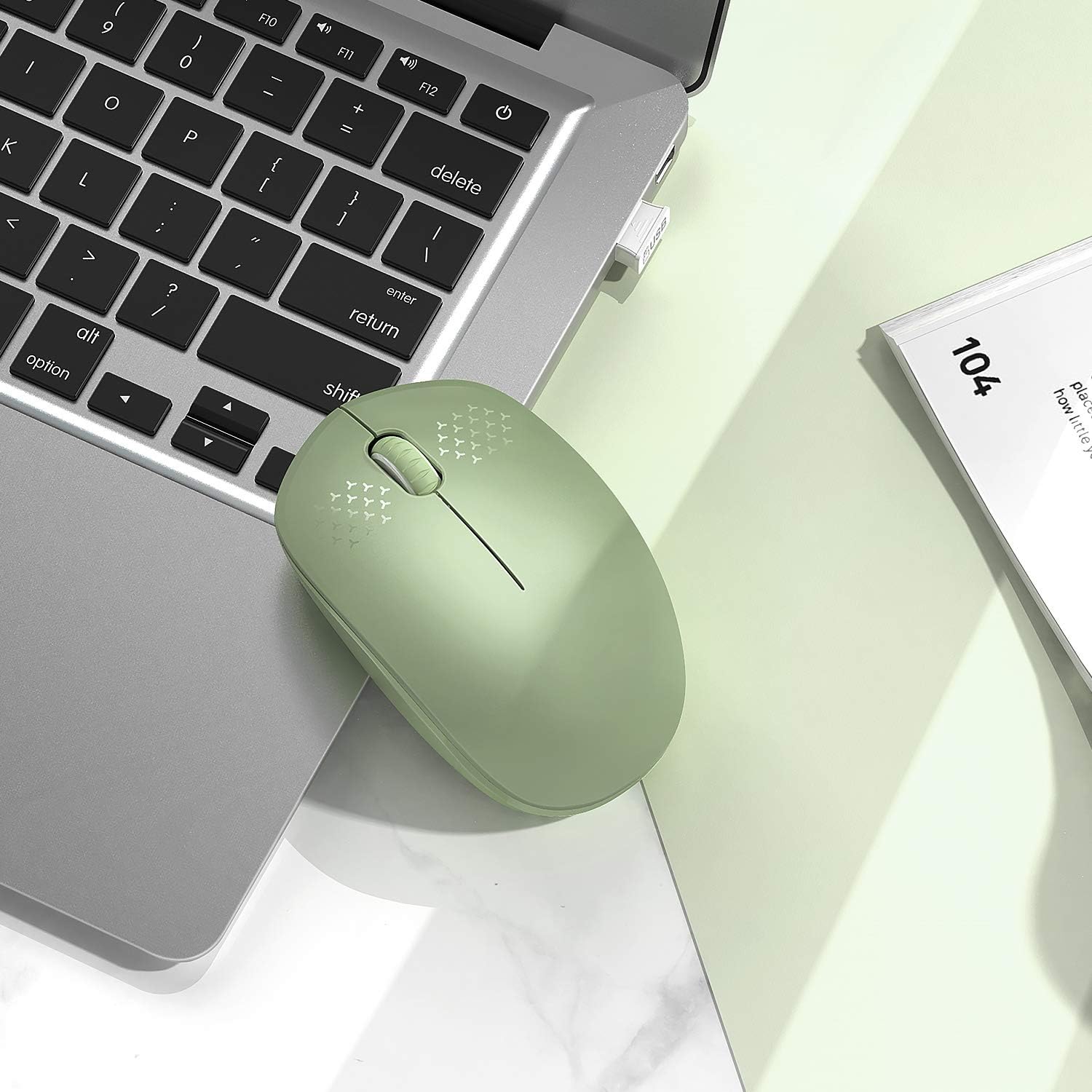 seenda Wireless Mouse, 2.4G Noiseless Mouse with USB Receiver - Portable Computer Mice for PC, Tablet, Laptop with Windows System - Mint Green