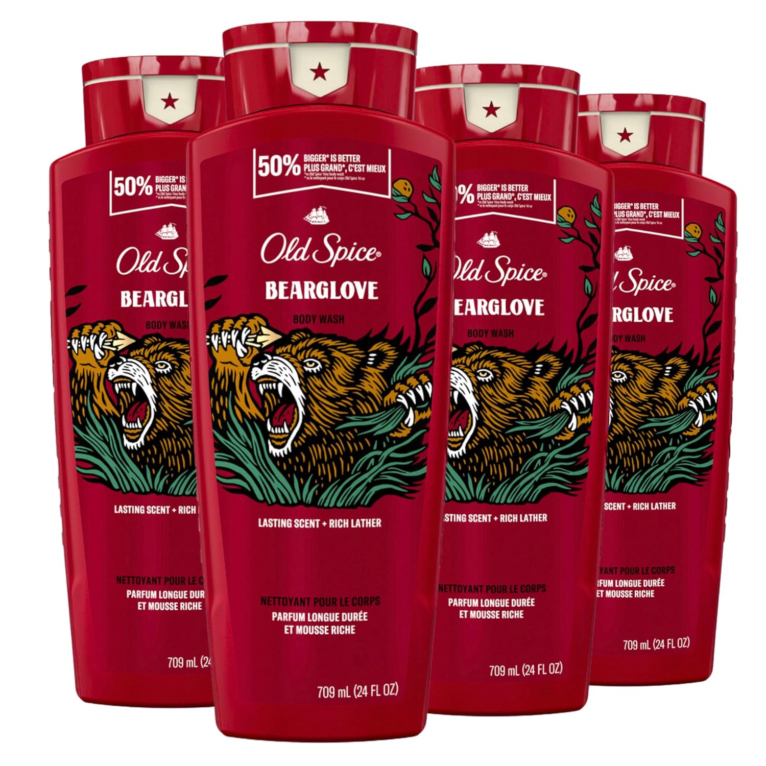 Old Spice Body Wash for Men, 24/7 Shower Fresh with Lasting Scent, Red Collection, Swagger with Cedarwood Scent, 24 fl oz (Pack of 2)