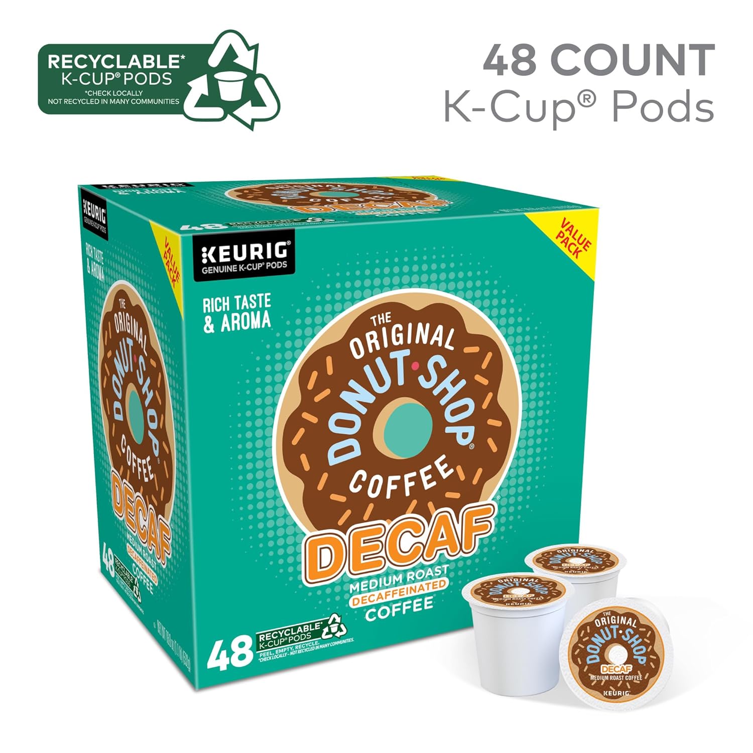 The Original Donut Shop Regular Keurig Single-Serve K-Cup Pods, Medium Roast Coffee, 96 Count