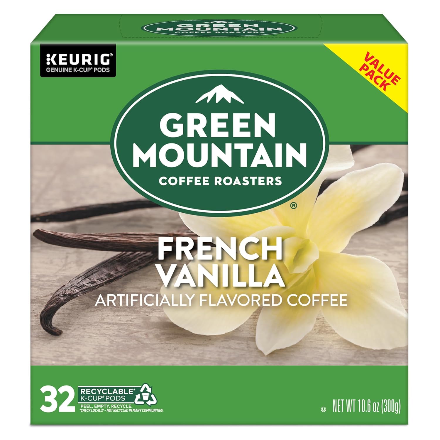 Green Mountain Coffee Roasters Caramel Vanilla Cream Keurig Single-Serve K-Cup pods, Light Roast Coffee, 72 Count (6 Packs of 12)