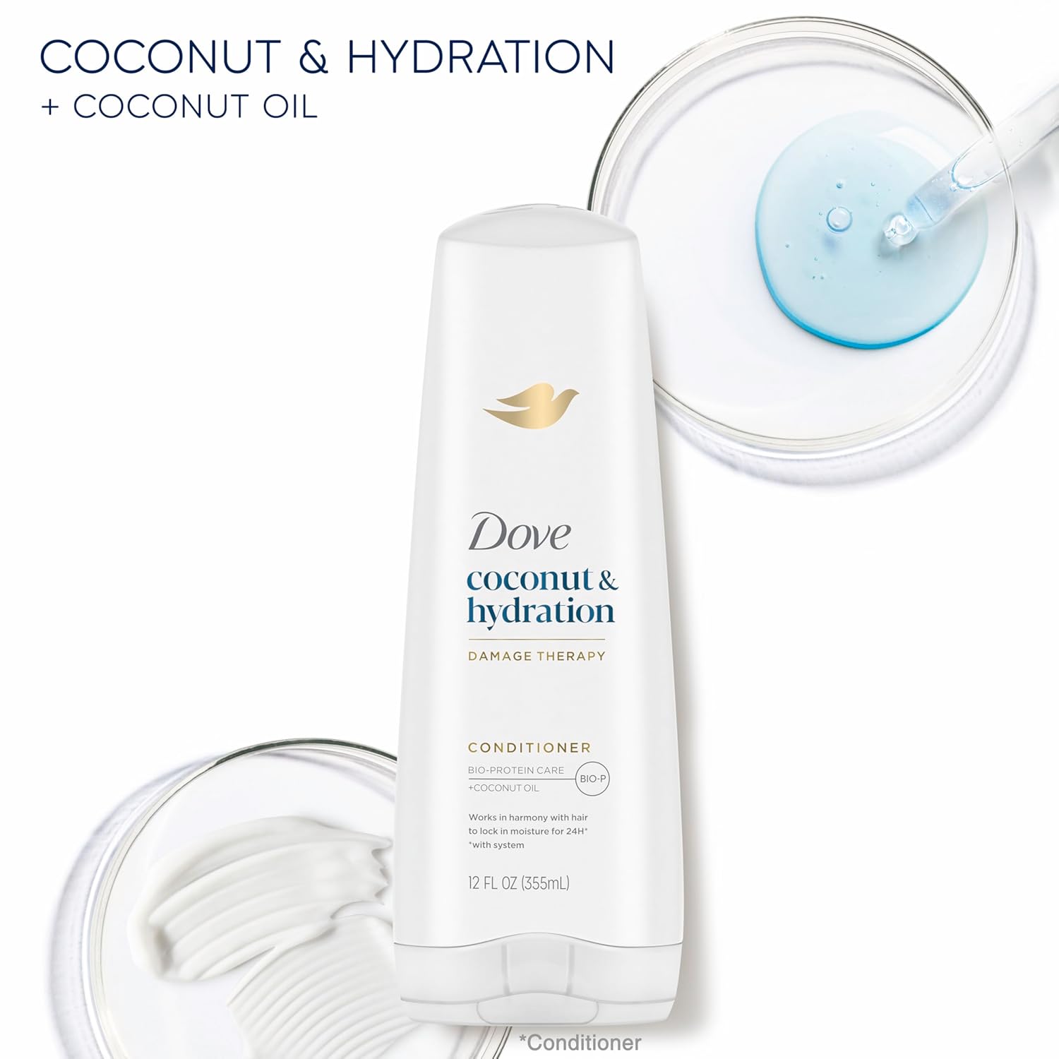 Dove Ultra Care Coconut & Hydration Conditioner for Dry Hair with Jojoba and Sweet Almond Oils, 25.4 oz