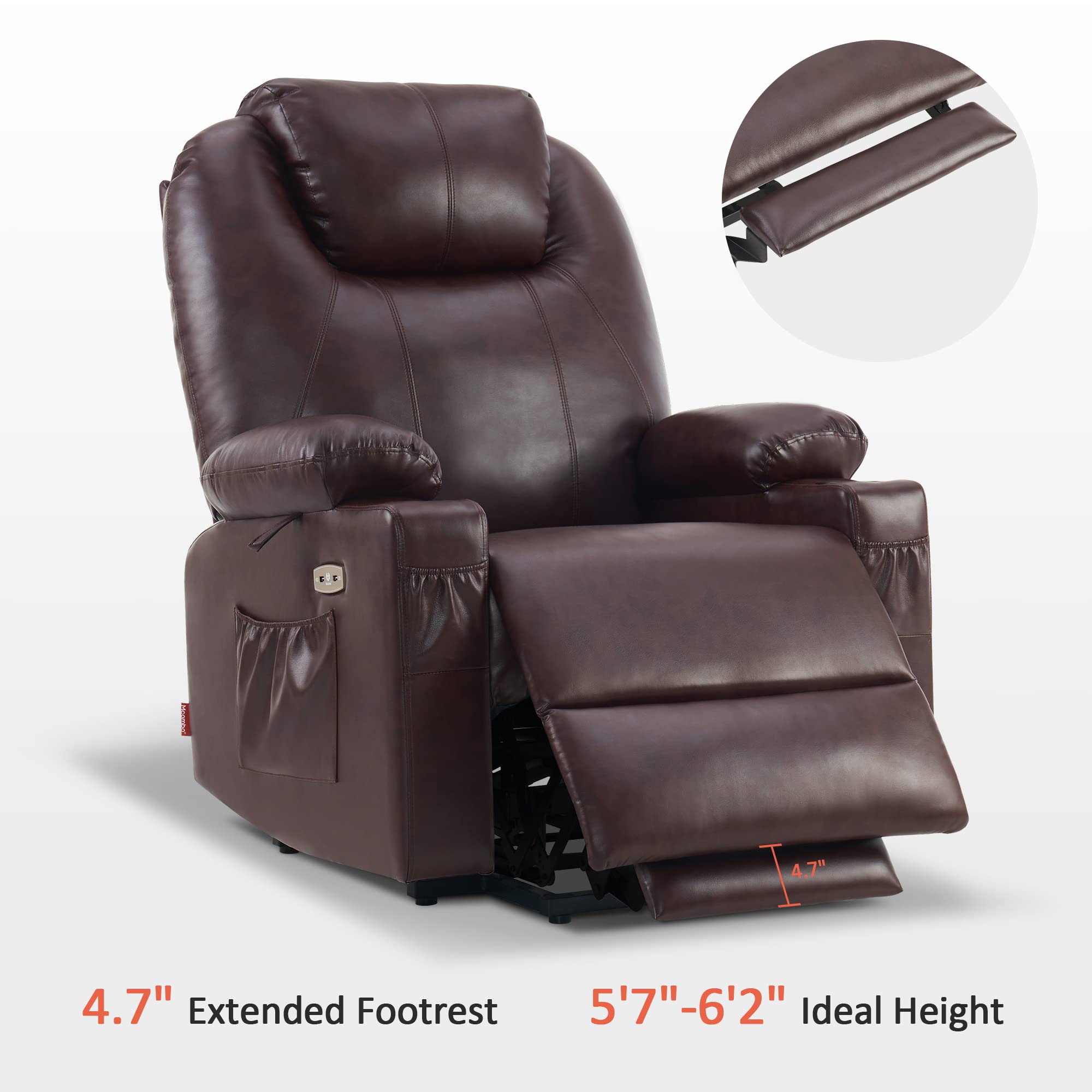 💥Clearance Sale🔥 MCombo Large Lay Flat Dual Motor Power Lift Recliner Chair Sofa with Massage and Heat, USB Ports, Cup Holders, Extended Footrest！