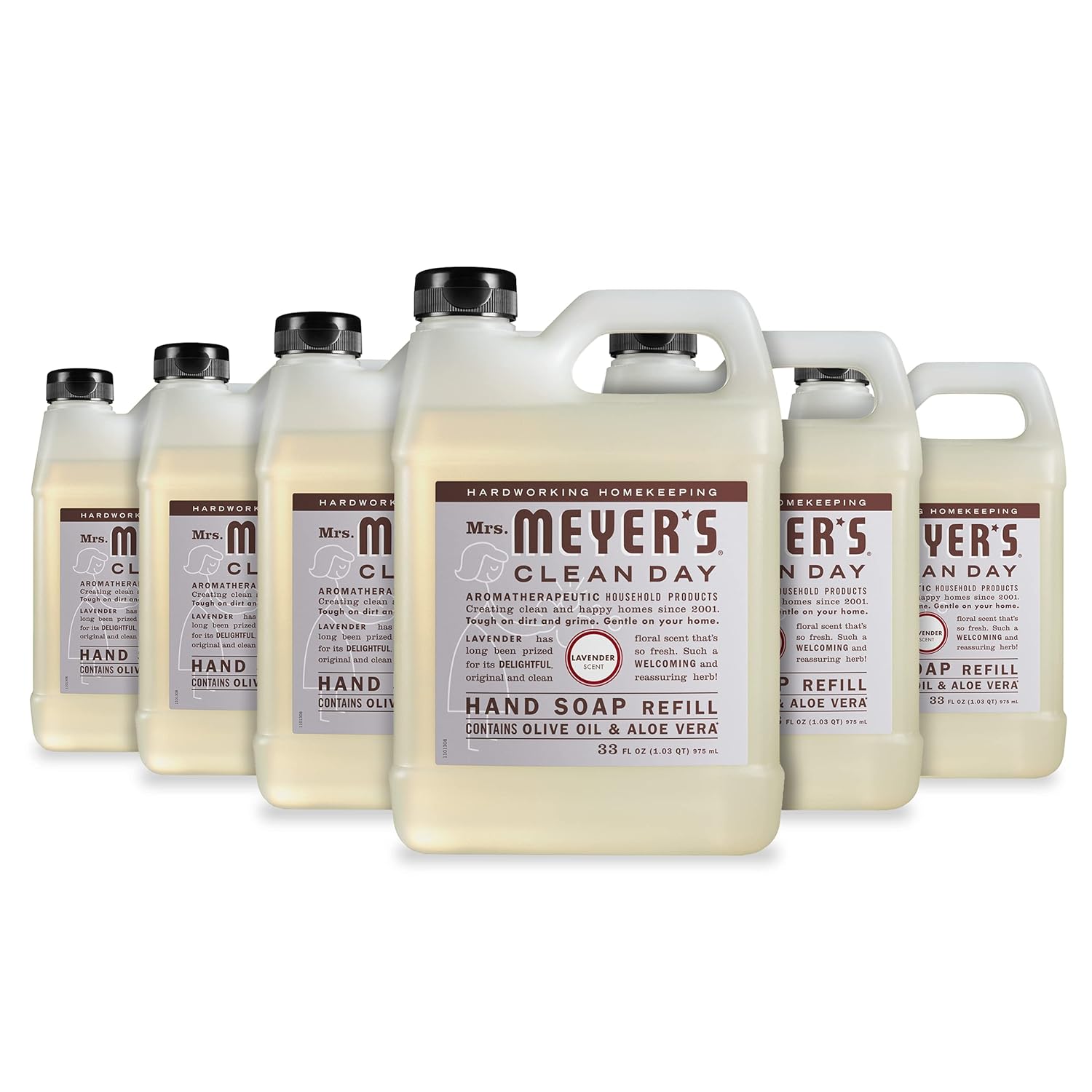 MRS. MEYER'S CLEAN DAY Liquid Hand Soap Refill, Cruelty Free and Biodegradable Formula, Lemon Verbena Scent, 33 oz