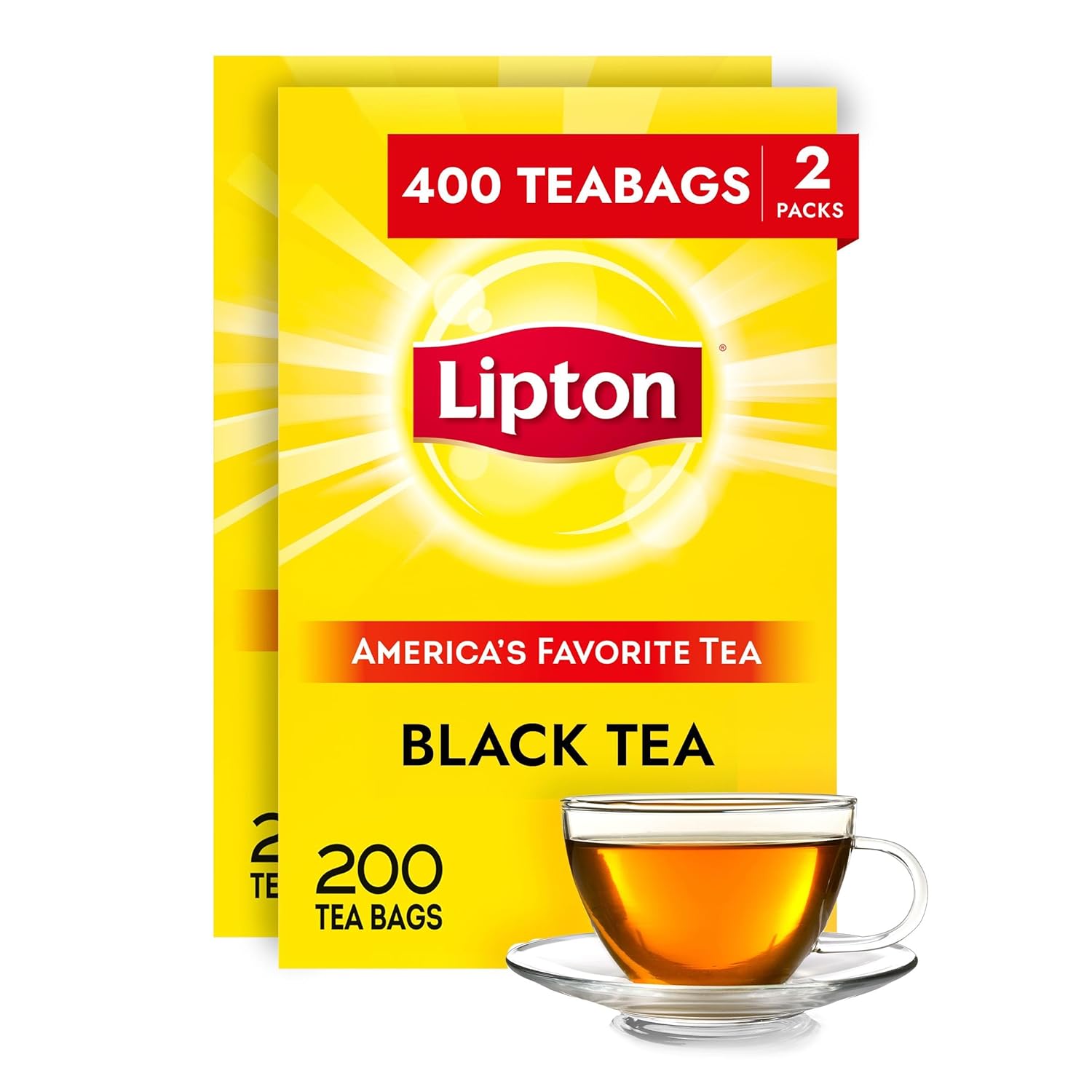 Lipton Tea Bags, Black Tea, Iced or Hot Tea, Can Support Heart Health, 100 Total Tea Bags