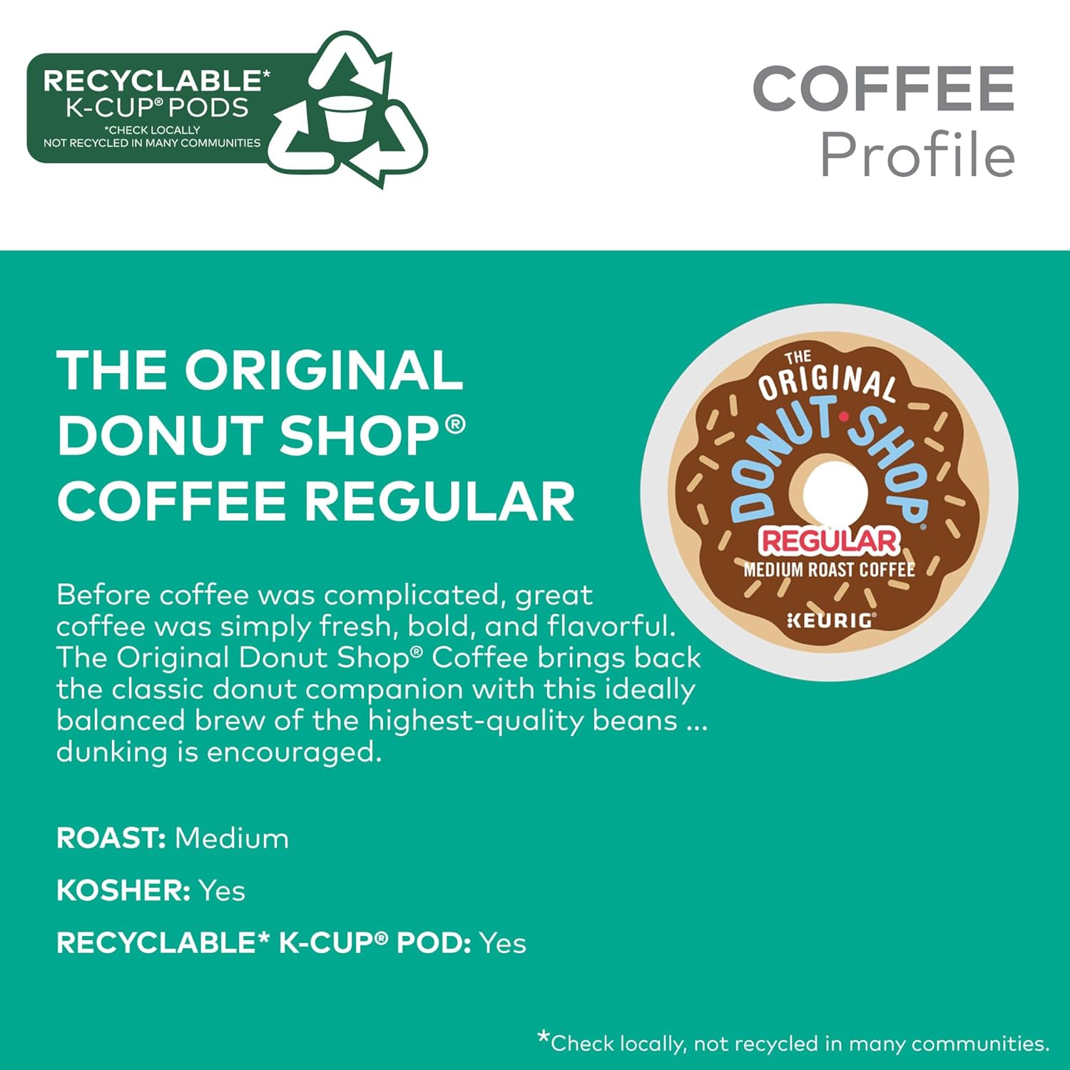 The Original Donut Shop Regular Keurig Single-Serve K-Cup Pods, Medium Roast Coffee, 96 Count