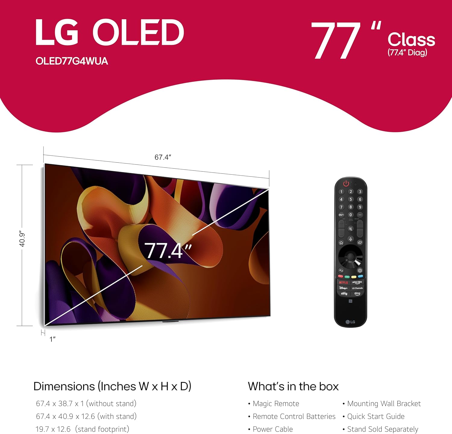 LG 83-Inch Class OLED evo G4 Series Smart TV 4K Processor Flat Screen with Magic Remote AI-Powered with Alexa Built-in (OLED83G4WUA, 2024)