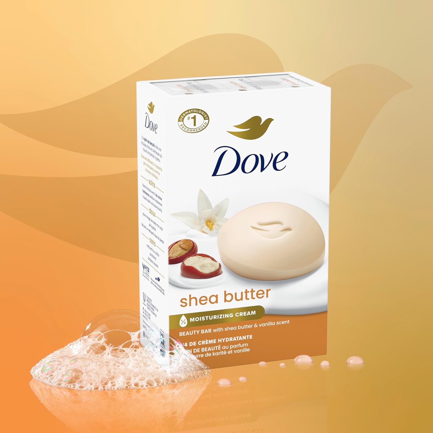 Dove Beauty Bar Gentle Skin Cleanser Shea Butter 8 Bars Moisturizing for Gentle Soft Skin Care More Moisturizing Than Bar Soap 3.75 oz
