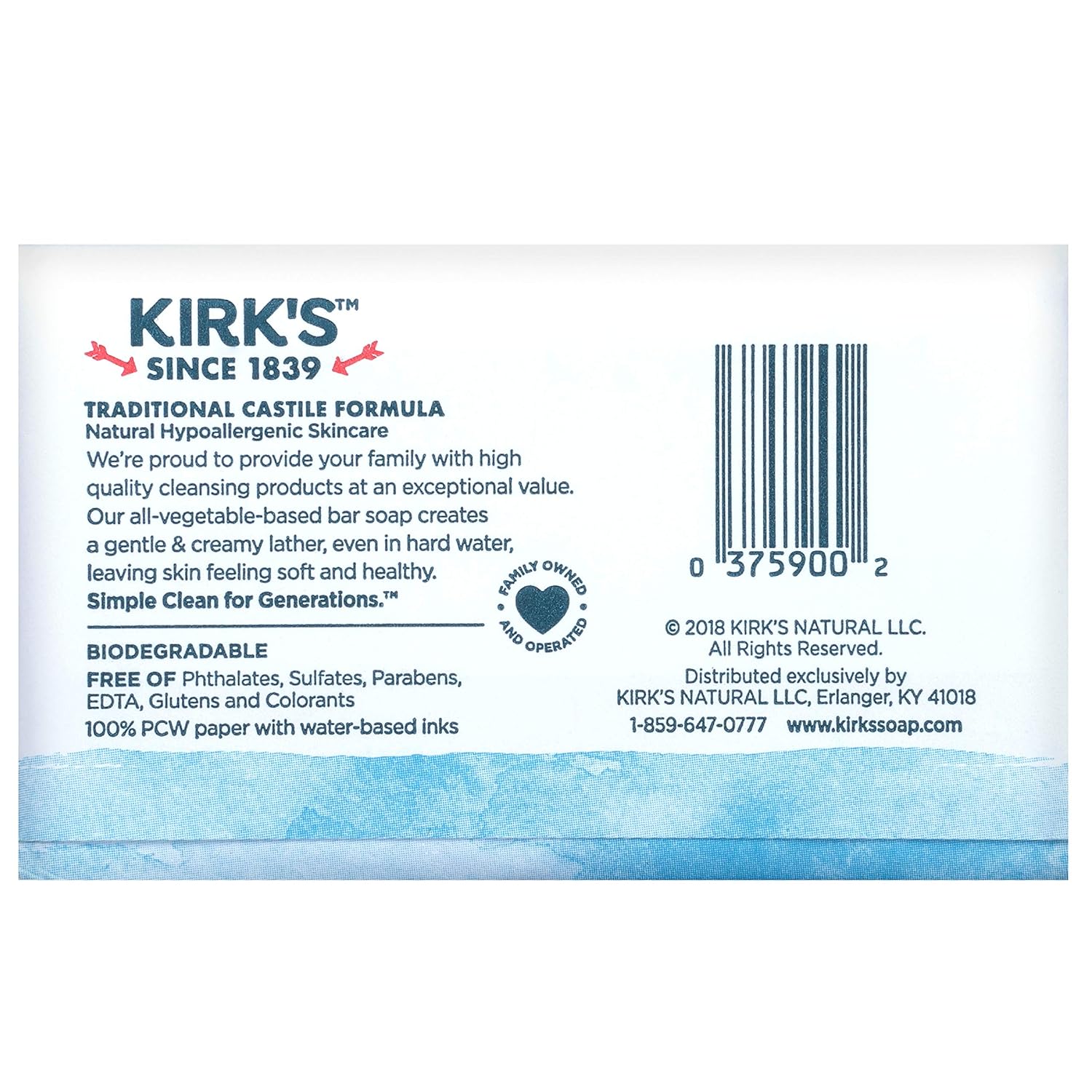 Kirk's Castile Bar Soap for Men, Women & Children - Made With Premium Coconut Oil, Sensitive Skin Formula, Vegan, Non GMO, Original Fresh Scent, 4 oz. Bars, 6 Pack