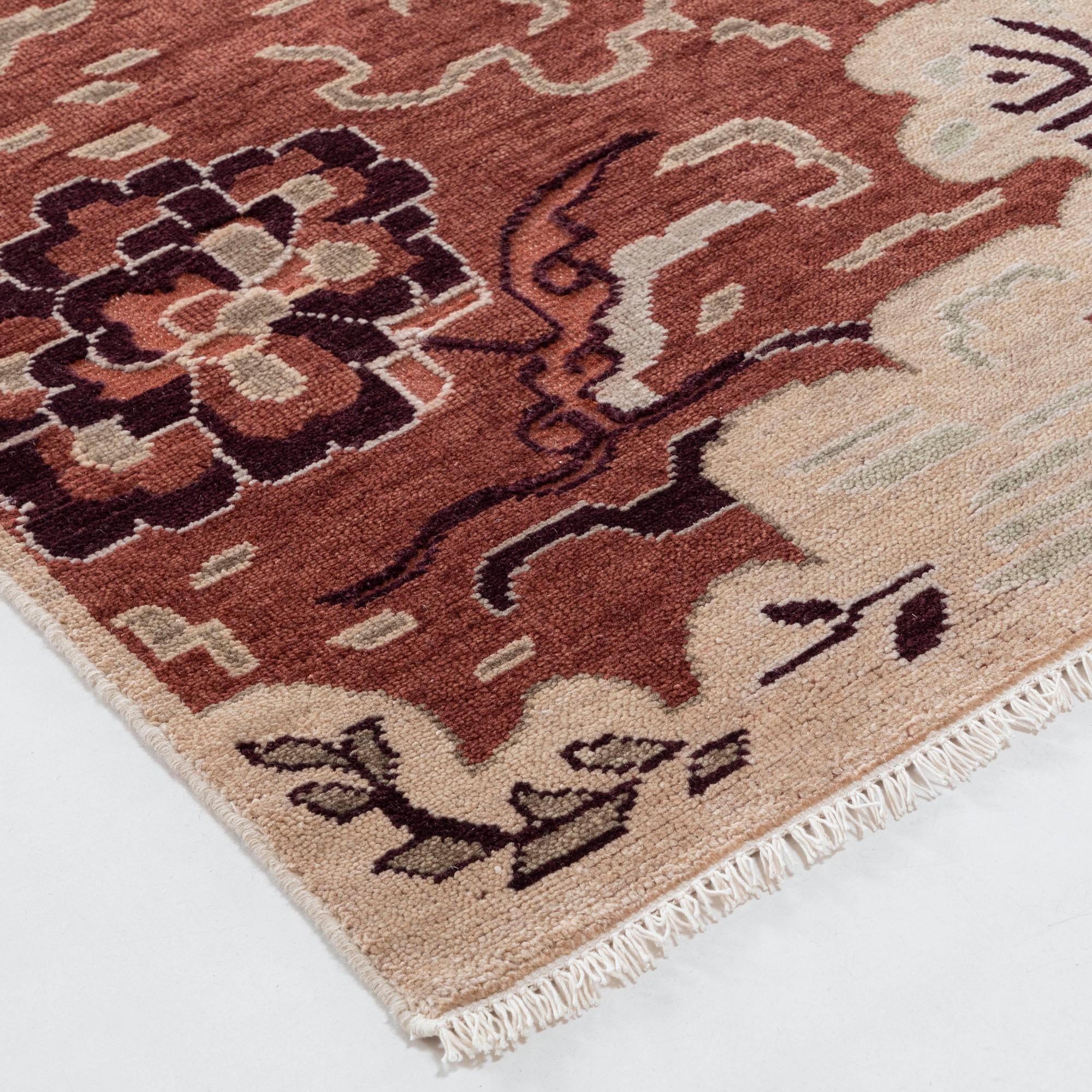 Tibetan Cloud Hand Knotted Rug, Henna