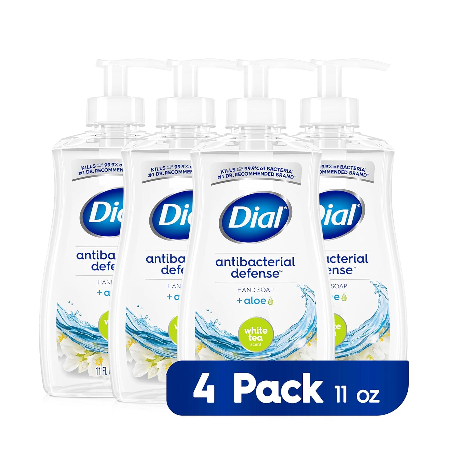 Dial Antibacterial Liquid Hand Soap, Spring Water, 11 fl oz (Pack of 4)