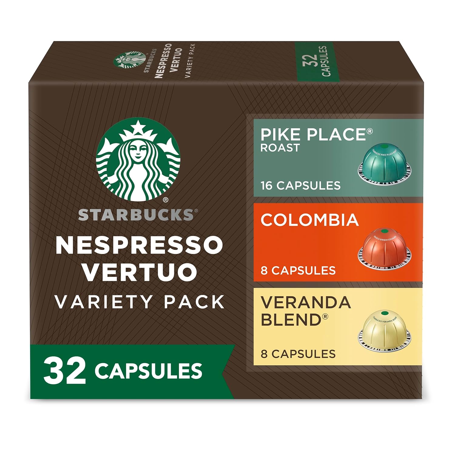 Starbucks by Nespresso Vertuo, Pike Place, Medium Roast Coffee 32-count Coffee Pods, Brews 7.8 oz.