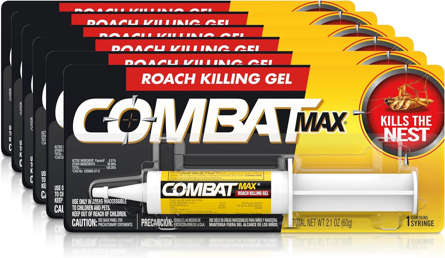 Combat Max Roach Killing Gel for Indoor and Outdoor Use, 1 Syringe, 2.1 Ounce (Pack of 1)
