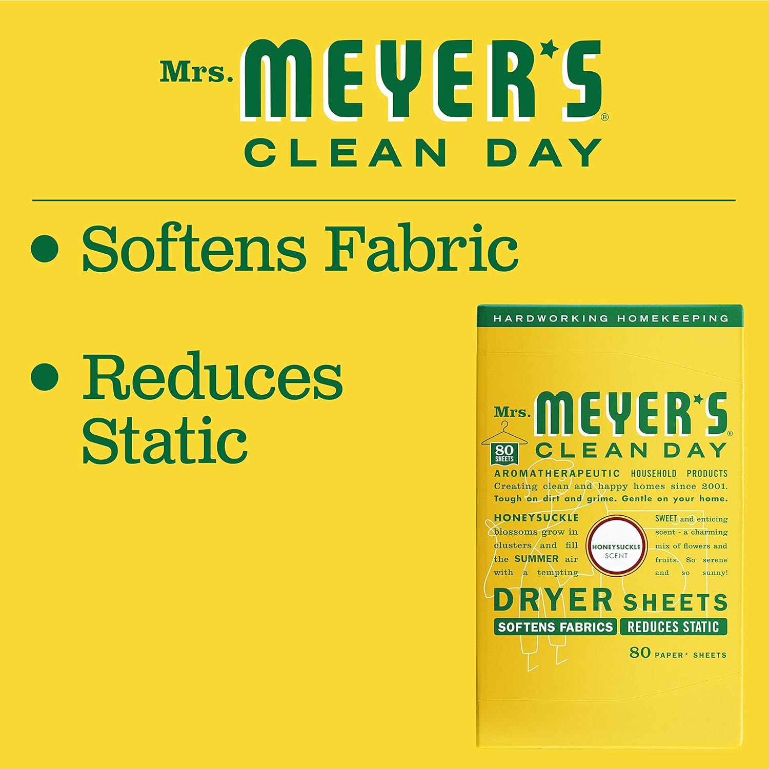 MRS. MEYER'S CLEAN DAY Dryer Sheets, Lavender, 80 ct